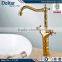 double handle brass body gold-plated bathroom faucet