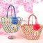 Girl shoulder summer beach straw handbag