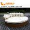 Fashionable rattan wicker sun lounger round sunbed with adjustable canopy