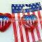 USA independence day heart shaped flashing LED flag pin brooch