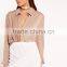 2016 high quality women white pleated magic wrap mini skirt