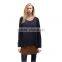 New design irregular two color fake two pcs long sleeve women wear loose T shirt water fall