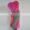Myfur Long Parka with Rose Hot Pink Raccoon Fur Hood For Ladies