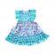 2017baby clothes european girls party dress flutter sleeve scale print and fish princess pattern dress
