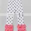 White Polka Dot and Hot Pink Ruffle Long Pants Wholesale Kids Girls Cotton Long Autumn Pants With Cheap Price