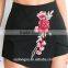 women rose skirt dress/lzwya black embroidered rose skirt/ women fashion skit