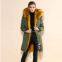 New trendy best selling army green shell mature coat yellow fur coat for women