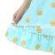 Gold Polka Aqua Cotton Dress Girl Dress Children Dress