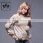 Factory made korean woollen cashmere sweater for ladies with fox fur pom pom