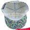 Customize digital printing overall snapback cap floral style baseball cap with puff embroidery