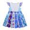 Summer Dress Girls Princess Party Anna Aisha Flutter Sleeve Twirl Dress Toddler Girls Boutique Milk Silk Dress Kids Clothes