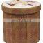 RTS Low Factory Price Round Printing Polyester Foldable Storage Ottoman Foot Stool