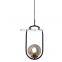 Contemporary Kitchen Restaurant Decoration Lights Hanging Black Metal & Smoked Glass Pendant Chandelier Lighting