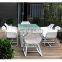 Foshan furniture marble dining table set restaurant glass luxury dining table garden set with 6 chairs for sale