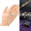 New and hot selling chain palm crystal gold finger ring bracelet