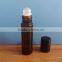 Top Quality 10ml Brown Roll On Glass Bottles with Roller Ball and Black Screw Cap