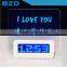 New Promotional Multi-functional 4 USB HUB Digital Countdown & Up Transparent LCD Blue LED Message Board Alarm Clock
