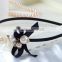 hotselling handmade beaded flower ribbon bow plastic headband hair accessories