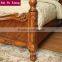 French rustic style wood frame bed with handmade carving and unique design structure B-204