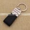 Black genuine pu leather keychain/ shiny metal keychain with car logo custom