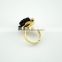 Wholesale fashion crystal gold ring with resinl flower