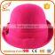 Top selling woman round felt hat pink 100% wool fedora hat with bow                        
                                                                                Supplier's Choice