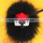 Trendy black Large Monster Bag Charm Fur Pom Poms Keychains Luxury Car keychains of raccoon fur Bird monster
