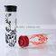 Hot selling 500ml borosilicate drinking water glass bottle/glass drinking bottles with lids and black