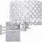 1017-7 metal shade latticed with sparkling crystal Plug-In Swing Arm Wall Lamp