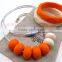 orange&off-white abacus teething beads necklace silicone beads copper teething necklace teething Baby TN045