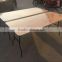 plywood trestle table with aluminum edge