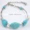 Turquoise Stone Heart Bracelet with Silver Flower For Women Jewelry 2016 Fashion style