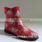 sexy red ankle female floral rubber rain boots