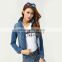 2016 New Spring Fitted Denim Jeans Jacket Blue For Women In Stock WYT-88762