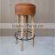 Industrial Leather seat Wood bar stool, Vintage Wood Bar Stool,
