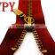 metal zipper for handbags with gold teeth