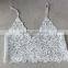 good quality beautiful blank t-shirts 100% polyester in white lace flower underware for ladies