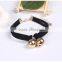gold bell charms suede leather bracelet