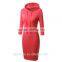 Wholesale Plain Black Hoodie Extra Long Women Plain Color Cotton Fleece Pull Over Hoodie