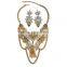 Unisex Fashion Alloy Rhinestone Chain Statement Necklace Earring Jewelry Sets