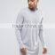 Super Longline Long Sleeve T-Shirt for Men Lightweight 100% Cotton Plain Grey Tall Tee Wholesale Extra Long T Shirt OEM