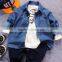 2017 latest design long sleeve kids tshirts new style kids denim t shirt