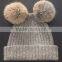 Bestknit Double Rabbit Fur Pompom Baby Hat