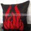 Black Pillow With Red Applique, Throw Pillow,Decorative Pillow Cover, Velvet Flame Applique, Couch Toss, Sofa Toss