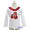 Polka Dots Collar Bling Red Number 1 2 3 4 5 6 White Long Sleeves Top