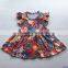 Hot sale floral baby summer dress boutique kids flutter sleeves cotton ruffle dress