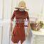B22670A Autumn Korea women 2 piece knitted shirt and Belt waist suspender skirt sets