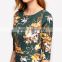 Womens Autumn Dress Bodycon Dresses New Vintage 2016 Spring Summer Office Green Mock Neck Floral Pencil Midi Dress