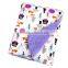 owl pattern printed double flannel baby swaddle blanket