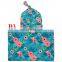 Kids floral receiving blankets baby cotton swaddle blanket wrap set with newborn hat